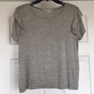 NWOT Moral Fiber Gray Casual Tee w Ruffle Details